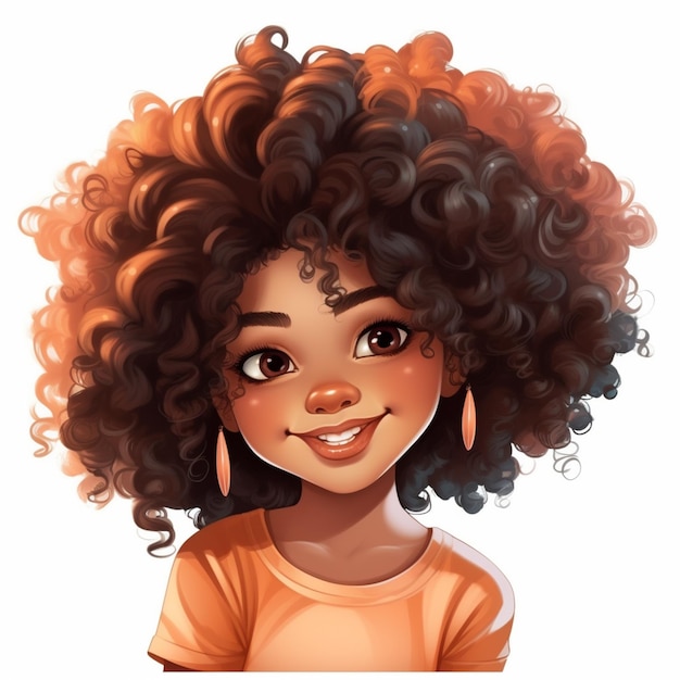 Foto un'immagine di cartone animato di una donna con i capelli afro generativi ai