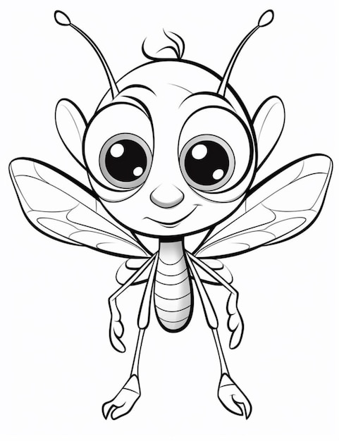 Мультяшное насекомое с большими глазами и генеративным искусственным интеллектом с большими глазами