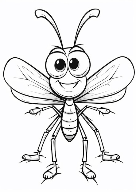 Мультяшное насекомое с большими глазами и большим носом, генеративный искусственный интеллект
