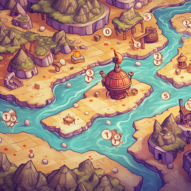 Photo a cartoon isometric game map