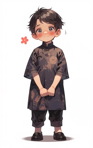 キモノを着た日本人の男の子のアニメ可愛い小さな男の子のイラスト子供の日楽しいキャラクターM