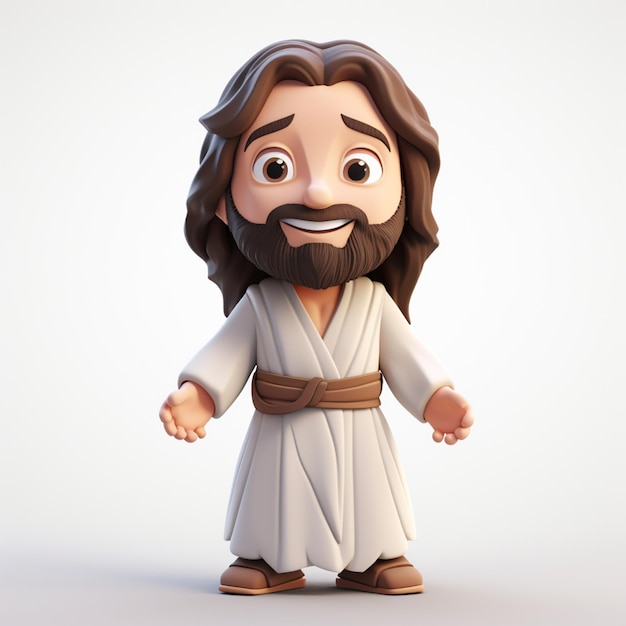 Photo cartoon of jesus christ smiling isolated