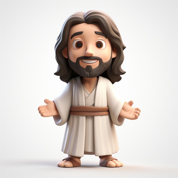 Photo cartoon of jesus christ smiling isolated