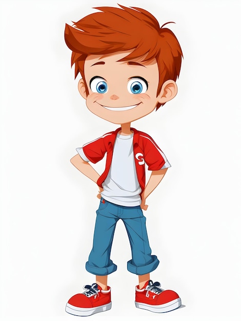 Cartoon jongen 2D-ontwerp afbeelding met witte achtergrond