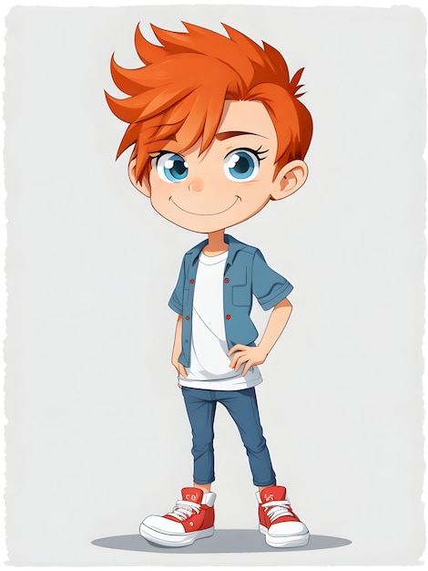 Foto cartoon jongen 2d-ontwerp afbeelding met witte achtergrond