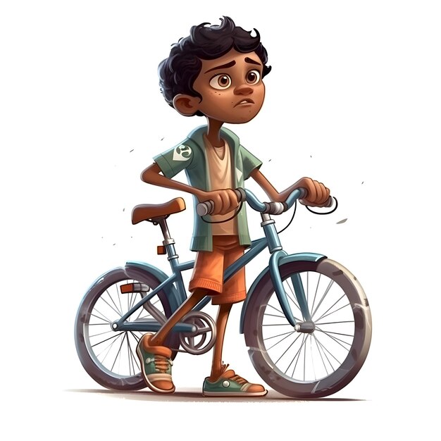 Cartoon jongen met fiets vectorillustratie geïsoleerd op een witte achtergrond