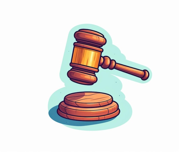 Photo cartoon judge gavel on a white background