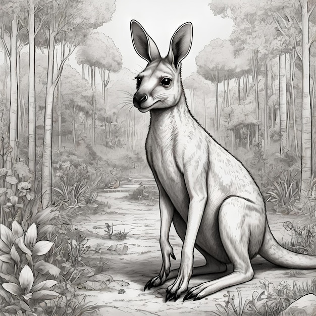 cartoon kangaroo coloring image