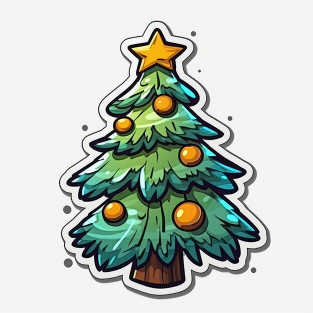 cartoon kerstboom sticker