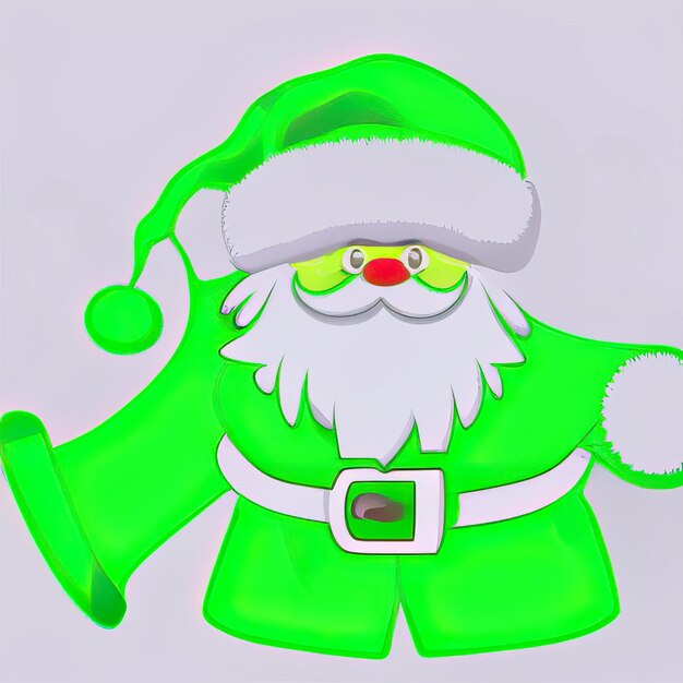 Foto cartoon kerstman groene kleur voorwerpen over kerstmis