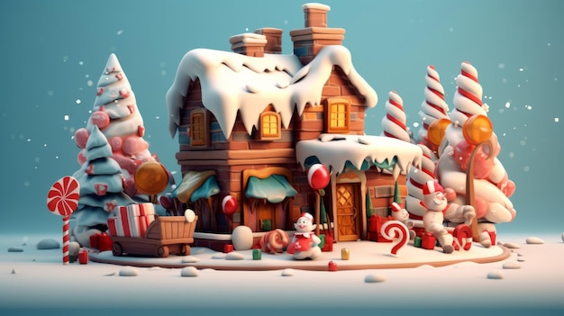 Cartoon Kerstmis 3D render Generatieve AI