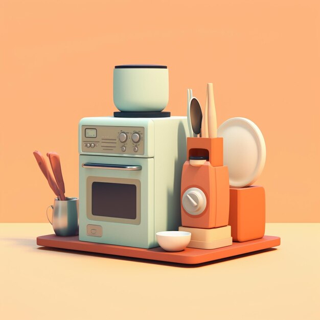 Photo cartoon kitchen 3d