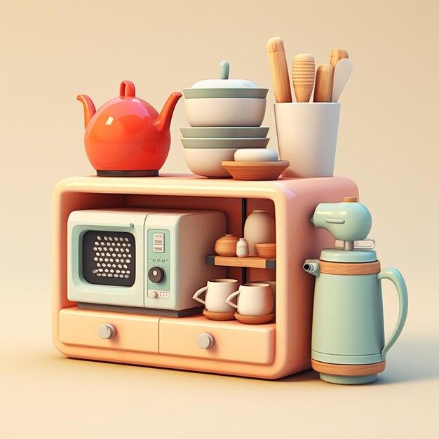 Photo cartoon kitchen 3d