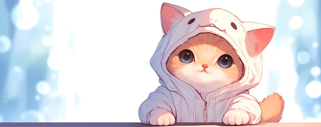 Photo a cartoon of a kitten with eyes and a hoodie that says quot the cat quot