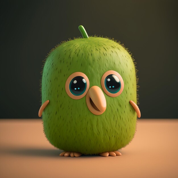 Photo a cartoon kiwi with a green face and a blue eyes