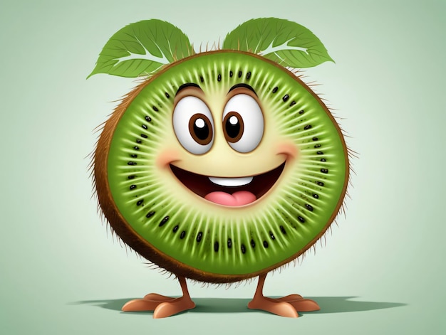 A Cartoon Kiwi With A Green Leaf On Its Head