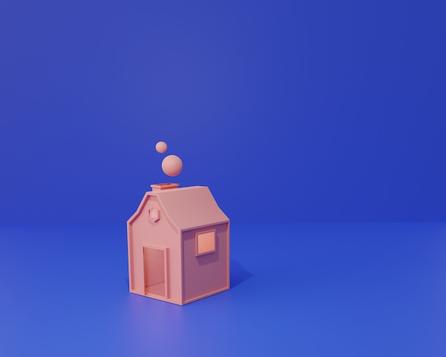 Cartoon klein roze huis leuke 3d render illustratie