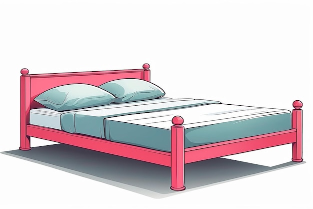 Cartoon kleur bed op de witte achtergrond