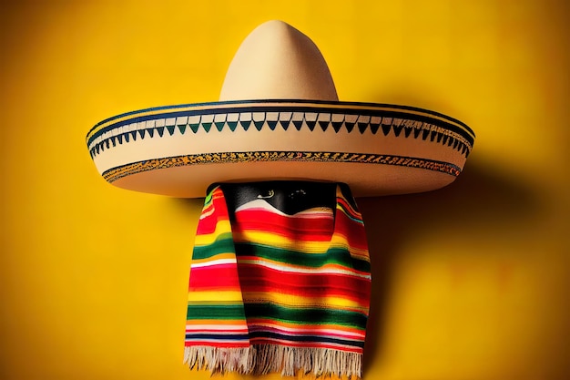 Cartoon kleurrijke traditionele sierlijke Mexicaanse hoed sombrero