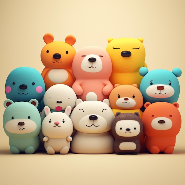 Cartoon knuffels 3d