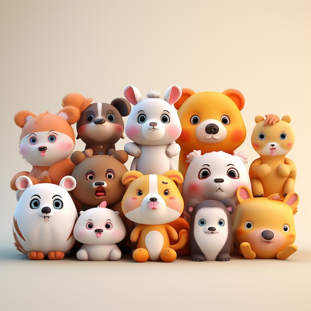 Cartoon knuffels 3d