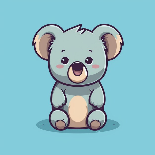 a cartoon koala bear sitting on a blue background generative ai