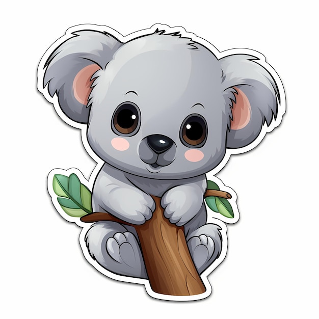 cartoon koala holding cute bamboo