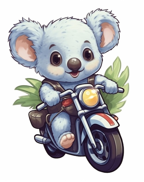 Мультфильм коала на мотоцикле