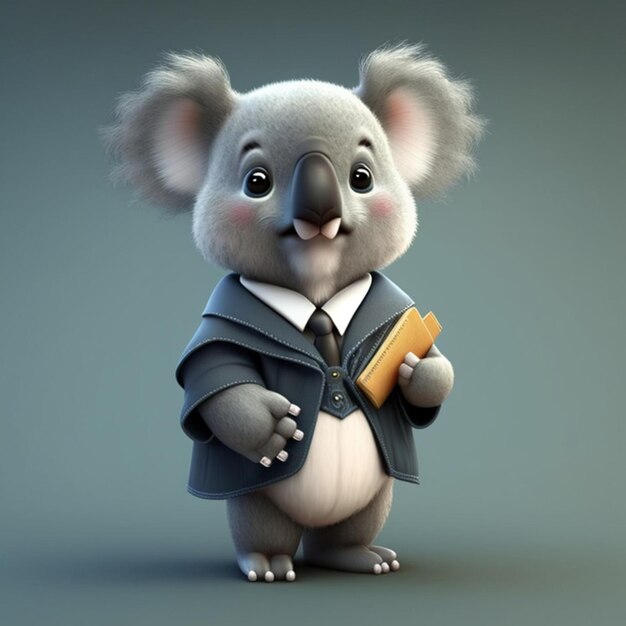 A cartoon koala with a suit and tie.