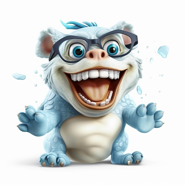 Cartoon Kooky Laughing Rubber Animal on White Background