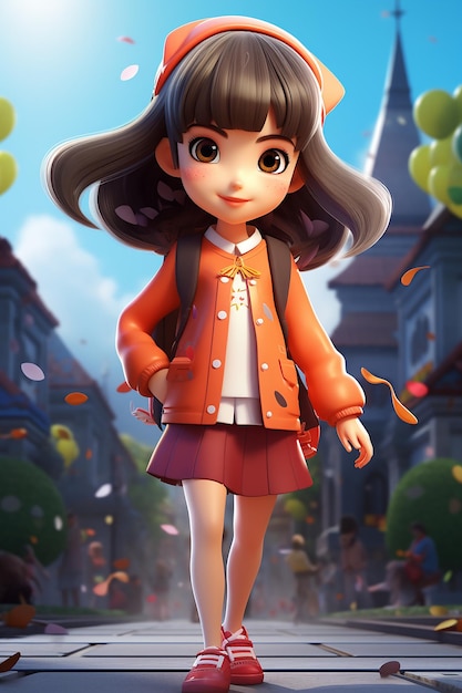 Cartoon_korean_girl 3d character