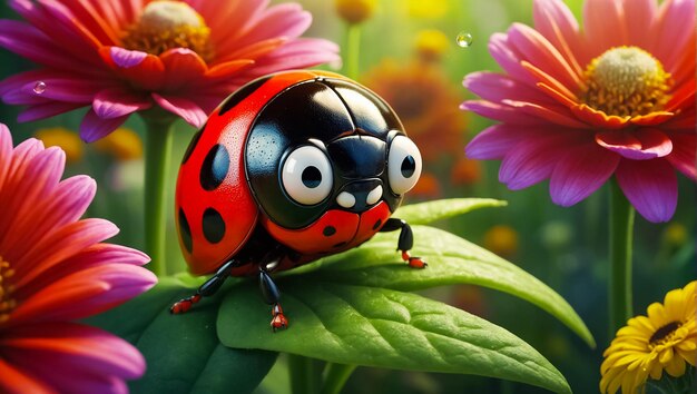 Foto cartoon ladybug schattig