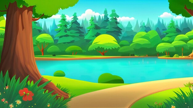 Cartoon landscape beautiful picture in 3d resolution