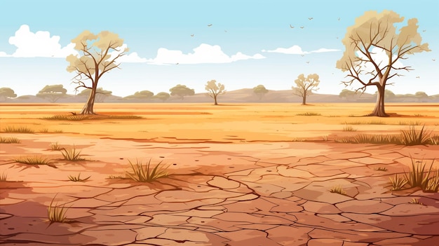 Photo cartoon landscape with a dirt road