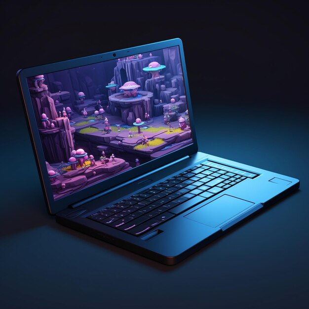 Cartoon laptop gaming 3d