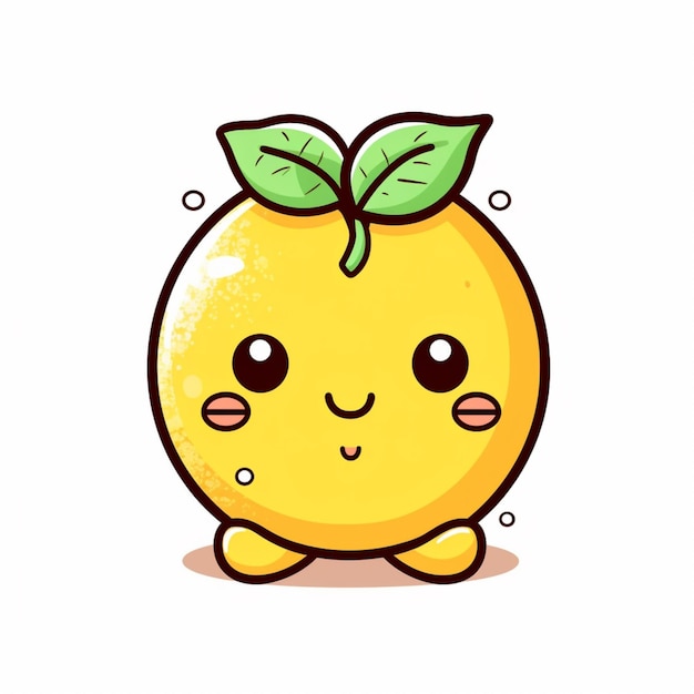 cartoon lemon with a leaf on its head and eyes generative ai