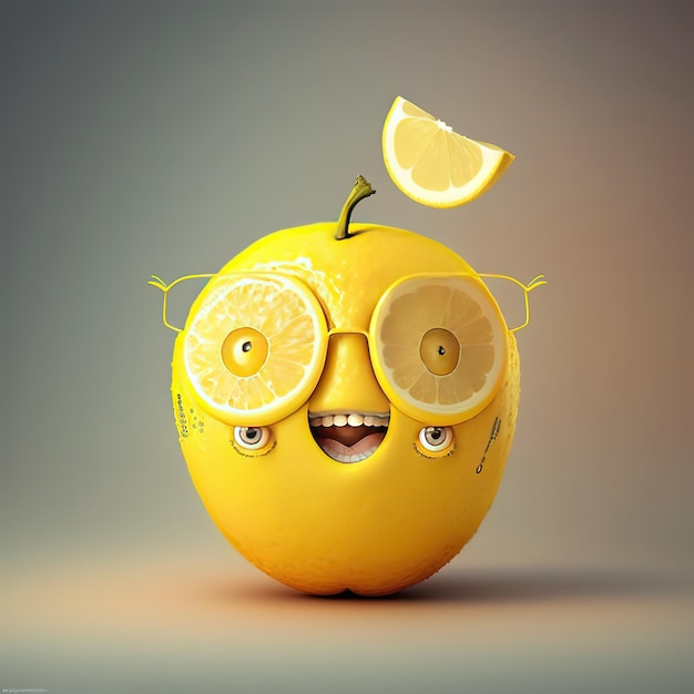 Photo a cartoon of a lemon with the word lemon on it