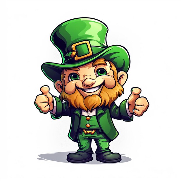 Foto cartoon leprechaun st. patrick's day personage peeking rond een teken en wijzen