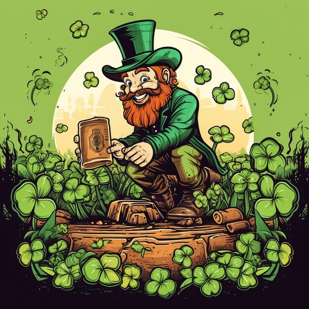 Photo cartoon leprechaun st patricks day