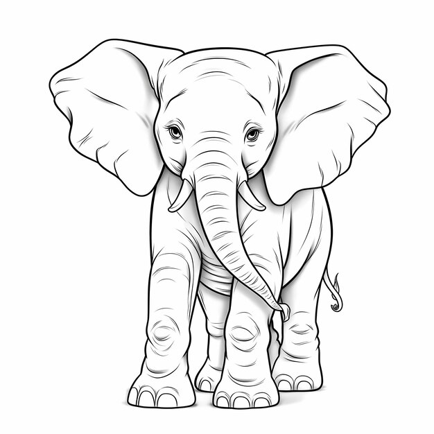 Photo cartoon letter e with very basic vector baby elephant colouring pag