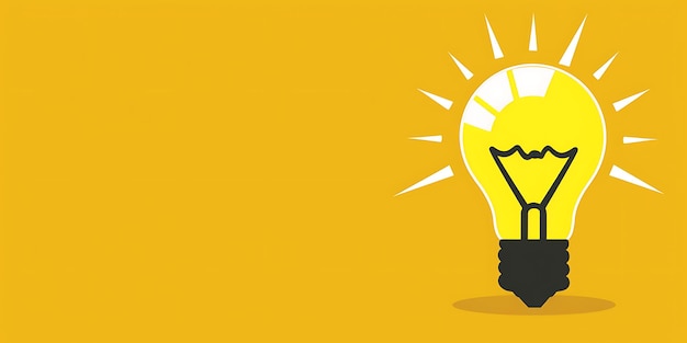 Photo a cartoon of a light bulb with a yellow background