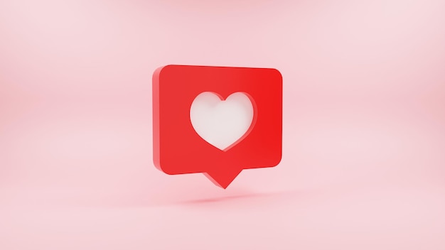 Cartoon Like Notifications icon for Social media. 3d render illustration