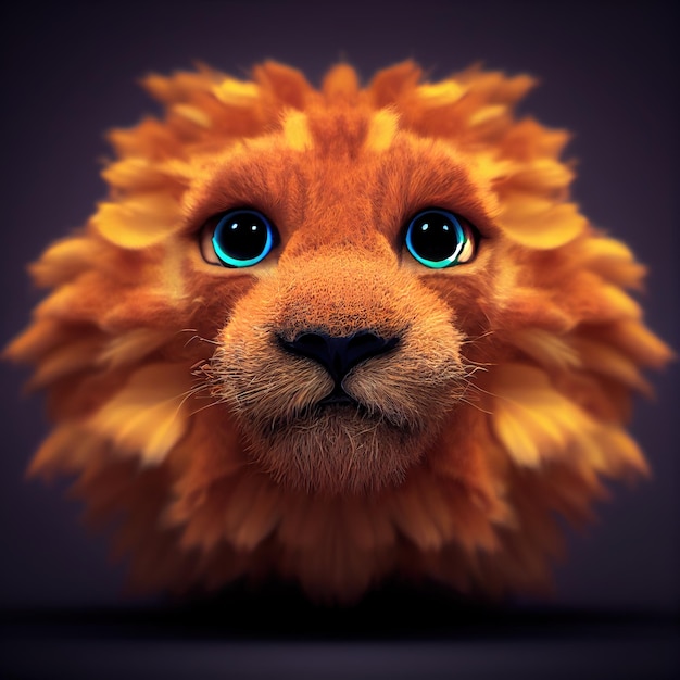 Cartoon lion head AI render