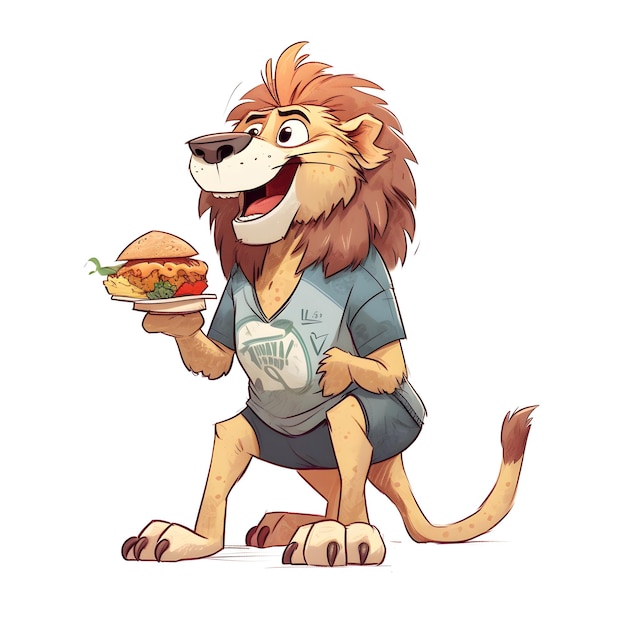 A cartoon lion wearing a shirt that says india on it