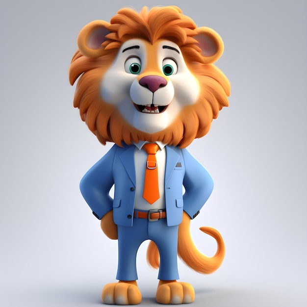 A cartoon lion wearing a suit and tie with the word lion on it.