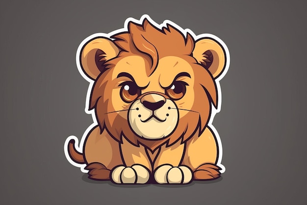 A cartoon lion with a angry expression on its face