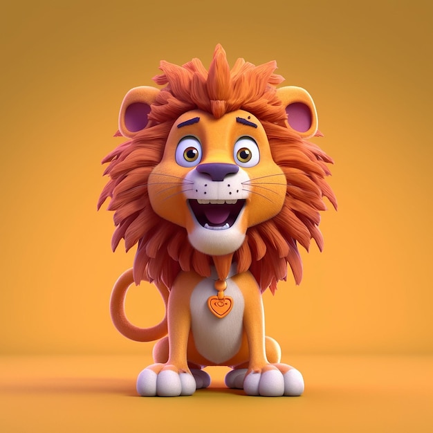 A cartoon lion with a heart on its collar