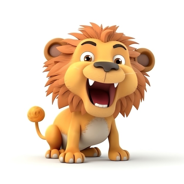 A cartoon lion with its mouth open