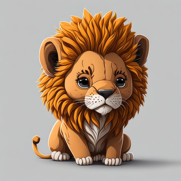 A cartoon lion with a mane on its head