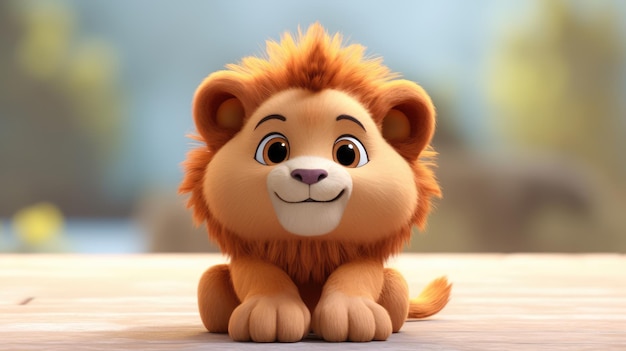 A cartoon lion with a smile on his face.